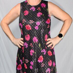 Amanda Smith 10P Black Floral Chiffon Dress - Feminine & Flowy